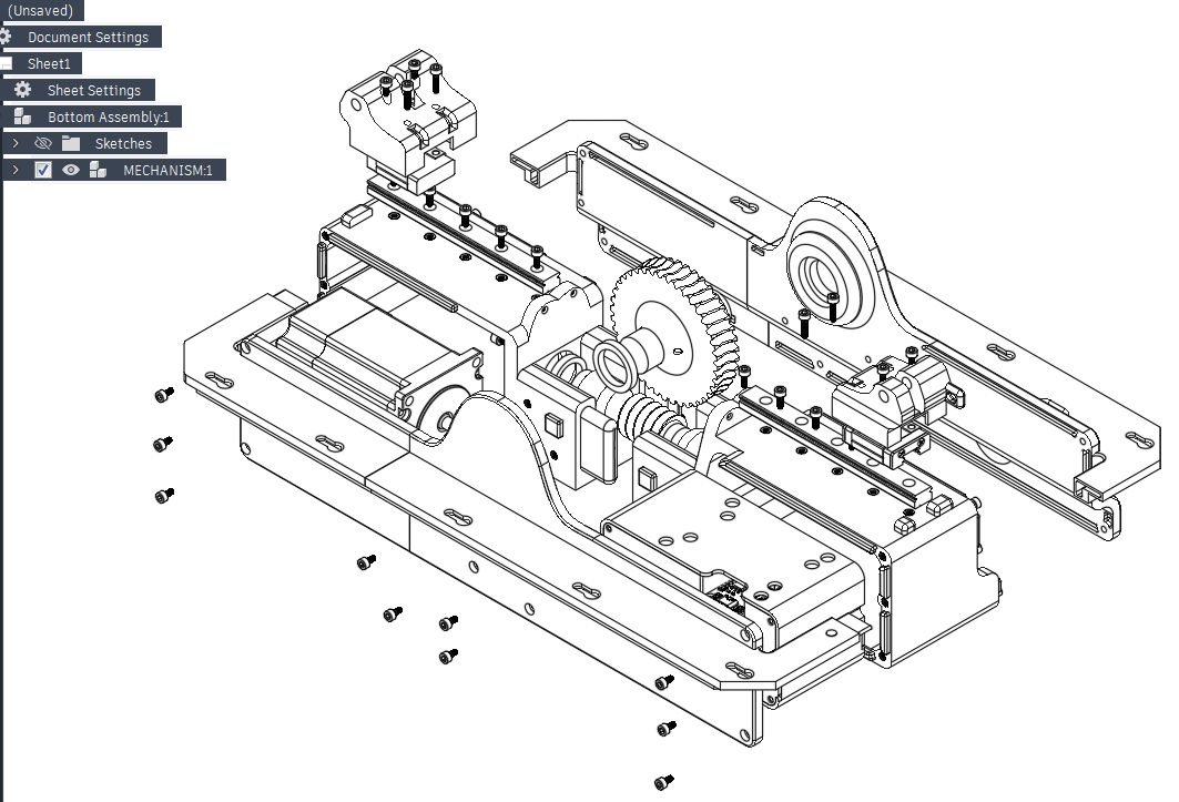 Exploded drawing of the bottom assembly