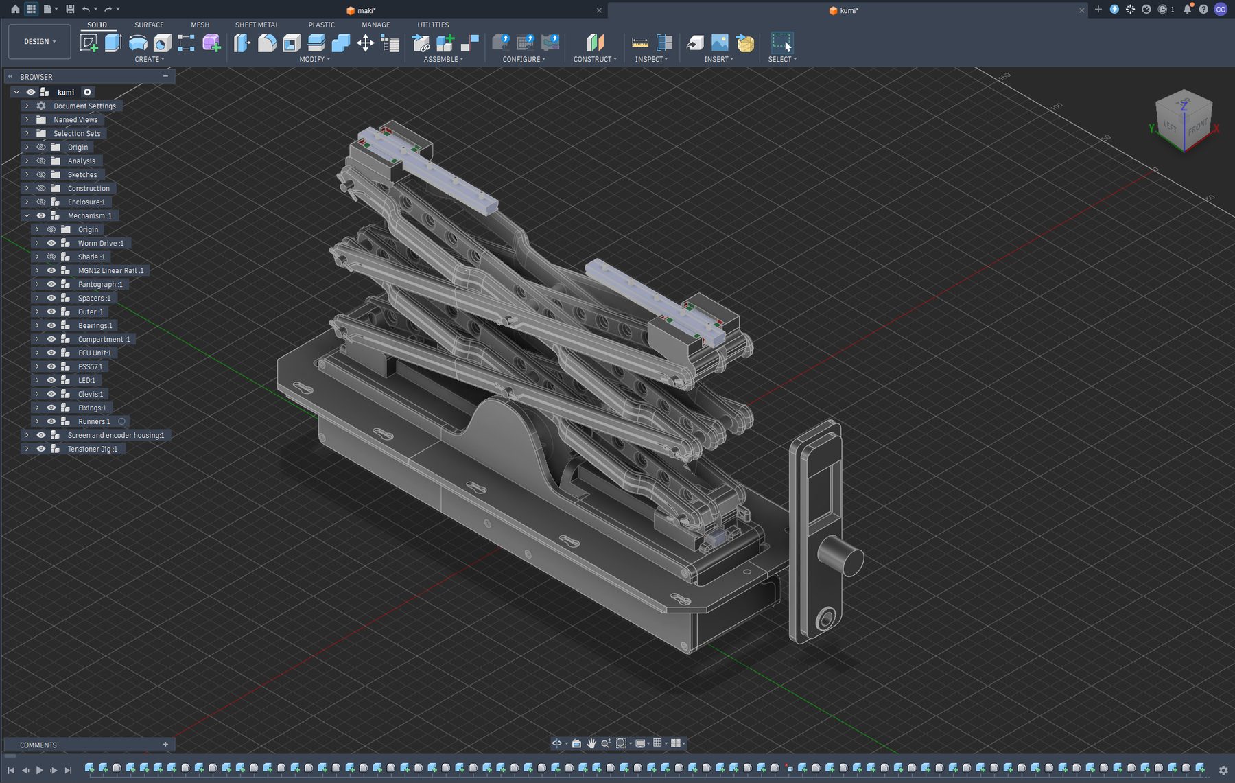 kumi modelled in Fusion 360