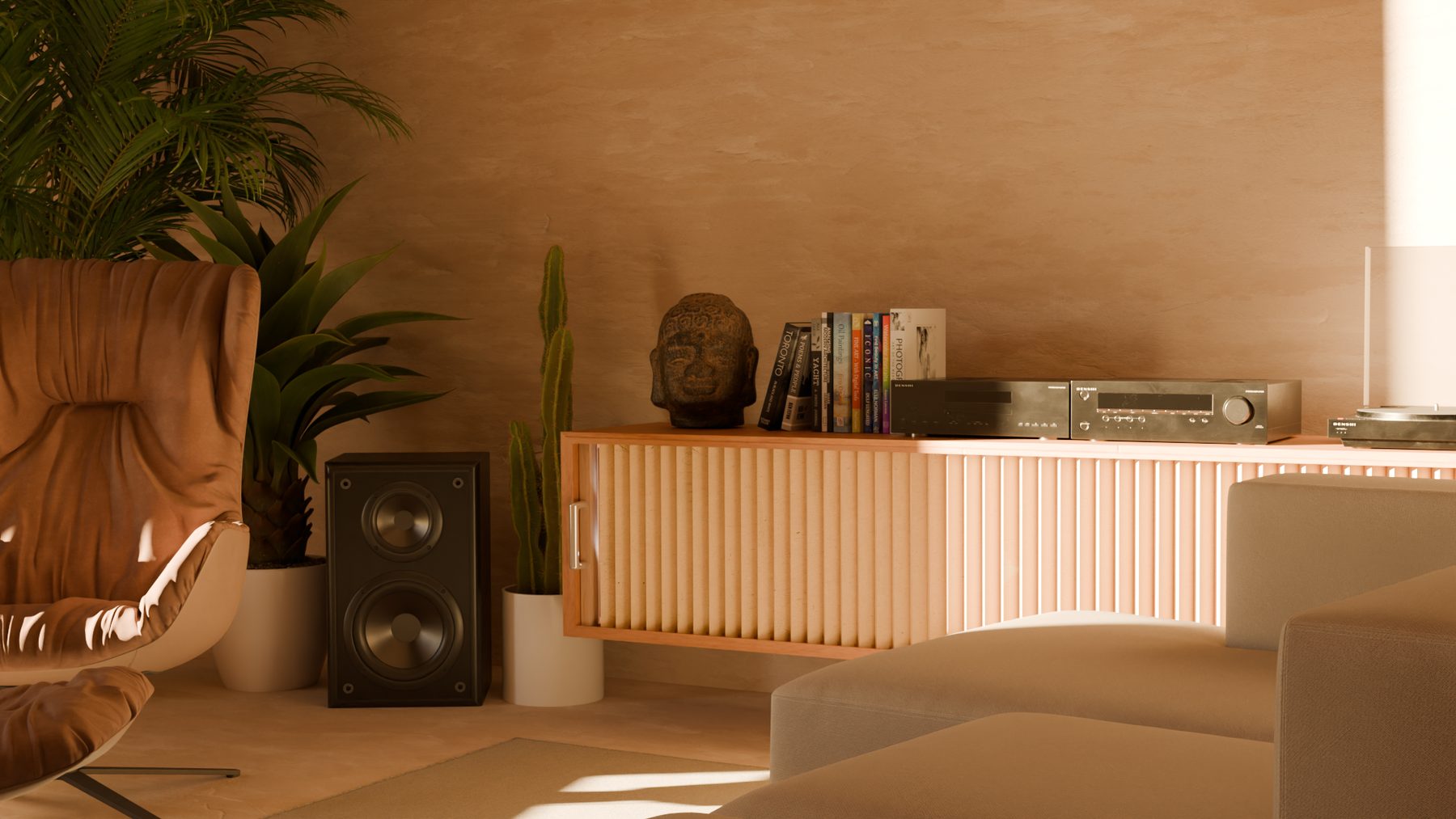 Kumu storage piece in a living room